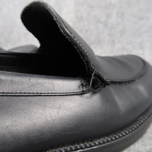 Banana Republic Shoes Mens 10 Loafer Slip On Black Leather Moc Toe Classic Italy - Picture 13 of 16